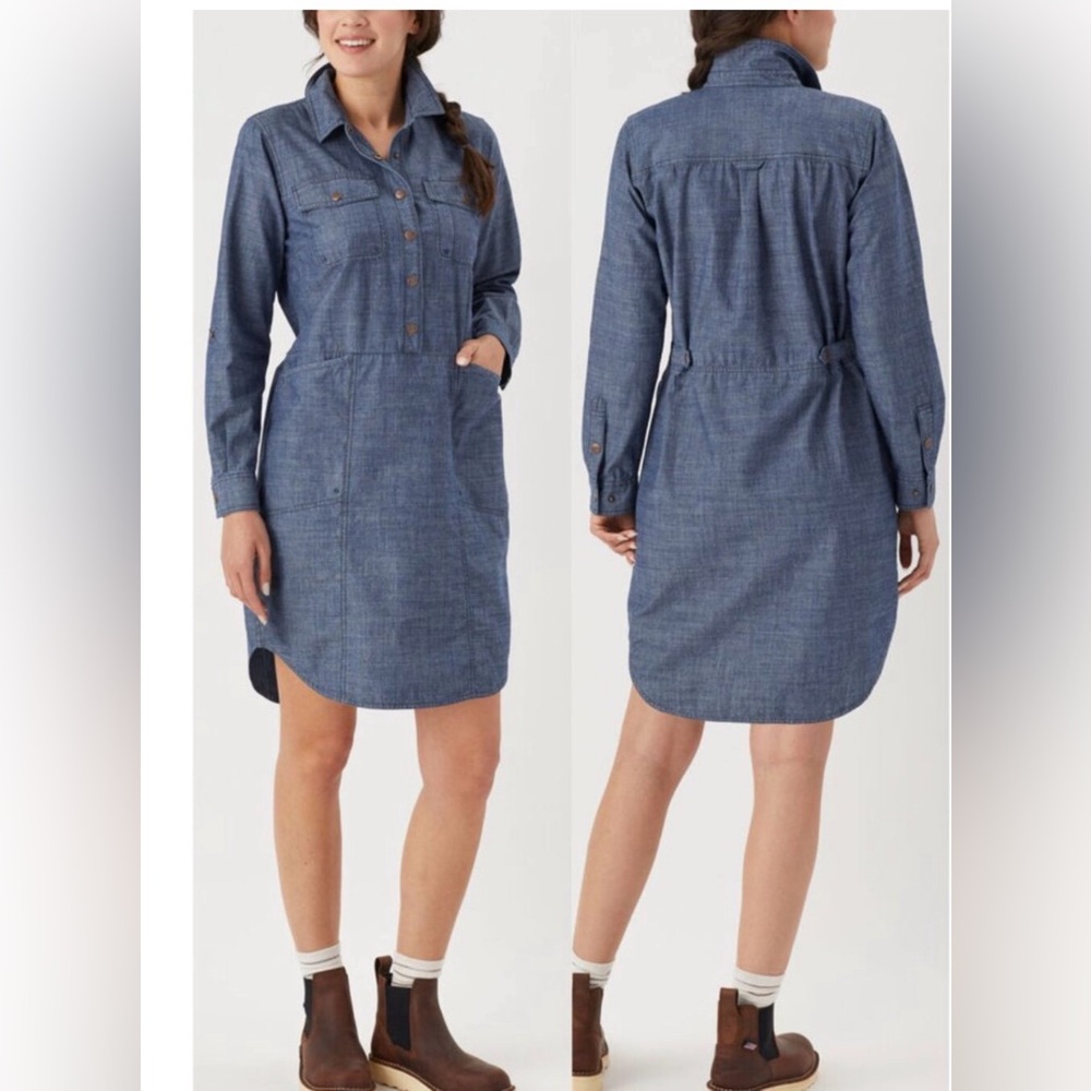 Duluth Trading Rootstock Chambray Shirt Dress